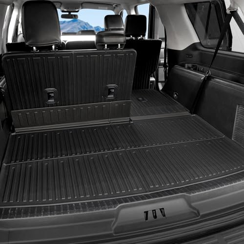 Cargo Mat Backrest Mats for 2018-2024 Ford Expedition Max/Lincoln Navigator L 7/8 Seats, All Weather TPE Trunk Mat Cargo Liner Accessories (Cargo Mat+3rd Row Backrest Mats) - style: 3rd Row Backrest Mats + Cargo Mat
