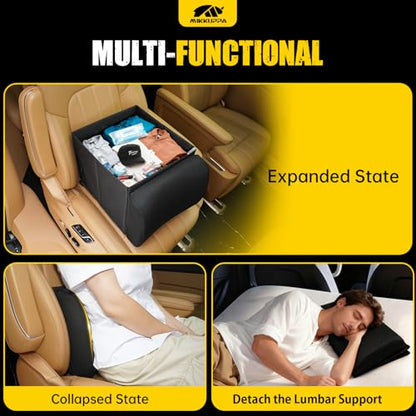 MIKKUPPA Car Seat Organizer & Lumbar Support - 33L Collapsible Front & Back Seat Organizer with Removable Back Support Pillow, Car Storage for SUV Auto Truck Van