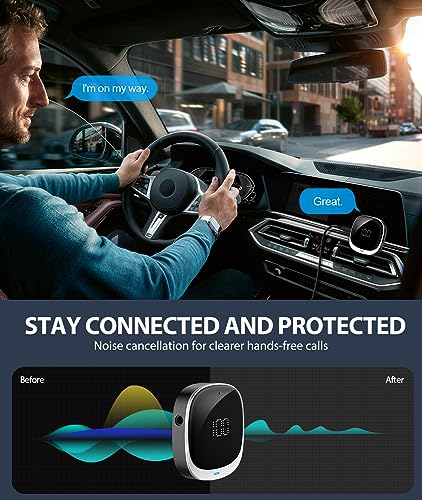 COMSOON AUX Bluetooth Adapter for Car, [LED Screen] Bluetooth 5.3 Receiver for Speaker/Home Stereo/Wired Headphones, 3.5mm Wireless Audio Receiver for Hands-Free Call/Music, Dual Connection