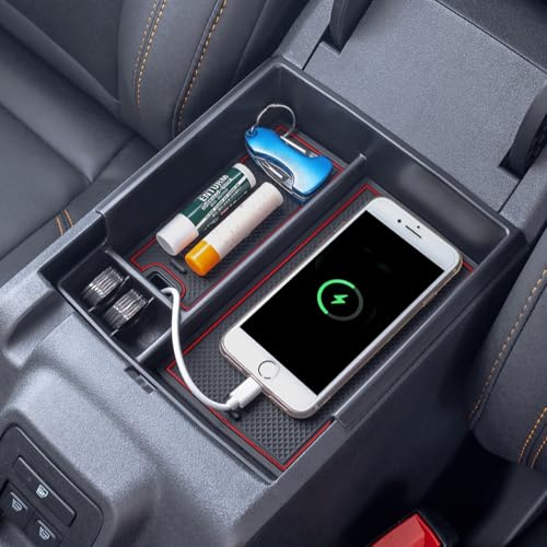 TOPINSTALL New Red Tray Compatible with 2021-2024 Ford Bronco & 2025+ Bronco 2-Door & 2025+ 4-Door Manual Transmission, Full Size Bronco Organizer (Not for Sport Model & 25 4 Doors AT) - color: 21-24 & 2025+ 2 DOORS ONLY-Red