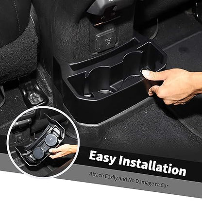 Jimen for JL Rear Cup Holder, Dual Extra Cup Holder Organizer Tray Drink Holder for Back Seat Compatible with Jeep Wrangler JL JLU & Gladiator JT 2018-2025