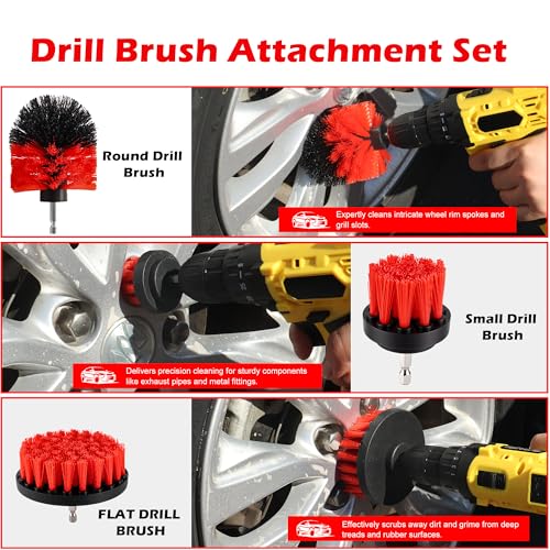 25Pcs Car Detailing Kit with Drill Brushes, Car Cleaning Kit for Interior Exterior, Wheel & Tire Brushes, Polishing Pads for Waxing, Auto Detailing Tools – Gift for Men Dad (25PCS) - size: 25PCS