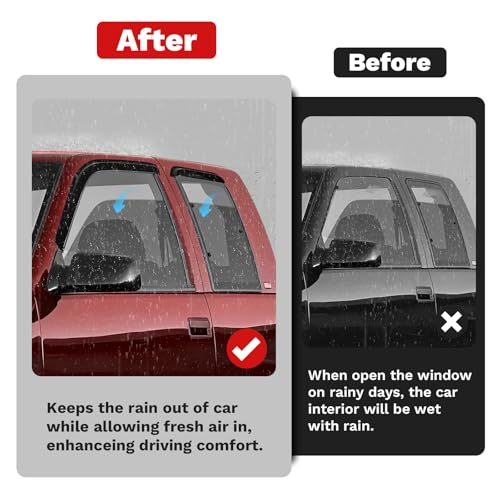 Canvcle Window Visors Rain Guards for 1988-1999 Chevy/GMC C1500/C2500/C3500/K1500/K2500/K3500 Extended Cab Accessories, Outside-Mount Window Wind Deflectors Vent Visors Shades Rainproof Black - size: Chevy/GMC C/K1500 1988-1999