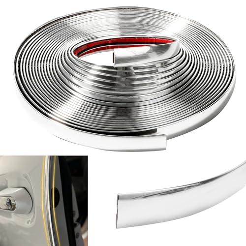 Automotive Chrome Trim Molding, 15MM Wide Car Decorative Protect Strips, Car Body Self Adhesive Anti Collision Strips, Universal Exterior Trim Strips for Motor Truck RV Door Window Bumper