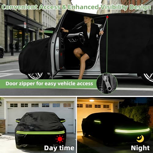 Car Cover for Dodge Charger 2006-2026, Custom Fit Waterproof All-Weather Full Car Cover for SXT, R/T, Scat Pack, Windproof Outdoor Full Cover with Driver-Side Zippered Door, UV-Resistant and Dustproof - size: for Dodge Charger