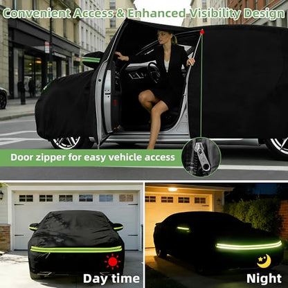Car Cover for Dodge Charger 2006-2026, Custom Fit Waterproof All-Weather Full Car Cover for SXT, R/T, Scat Pack, Windproof Outdoor Full Cover with Driver-Side Zippered Door, UV-Resistant and Dustproof - size: for Dodge Charger