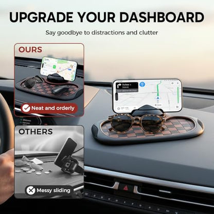 Multifunction Car Anti Slip Mat, 360° Rotatable Phone Holder Dashboard Pad with Temporary Parking Number, Anti Skid Organizer for Phone Sunglasses Keys (Mix) - color: Mix