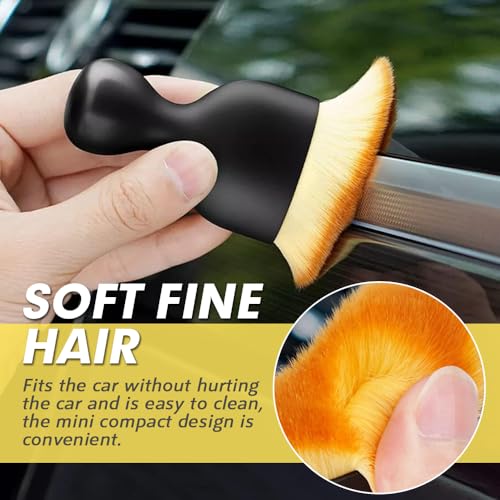 Car Interior Detailing Brush,Soft Bristle Cleaning Brush Car Detailing Brush Dusting Brush,Car Interior Cleaning Tool,Auto Detail Brush Car Dash Duster Brush (Brown) - color: Without Cover