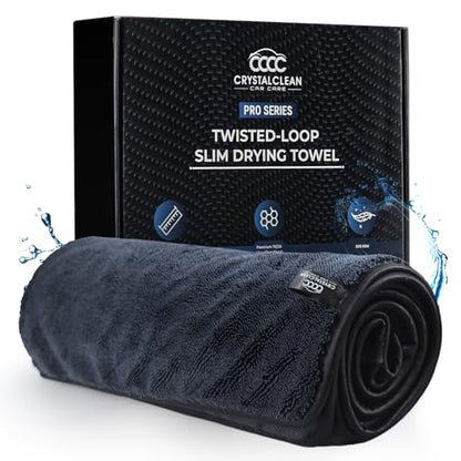 Crystal Clean XL (28x36) Car Drying Towel - 70/30 Korean Blend Car Towel with Double Twisted Loop, Professional Detailing Towel for Car Detailers - Quick Dry, Paint Safe & Swirl-Free - color: Single Side Grey