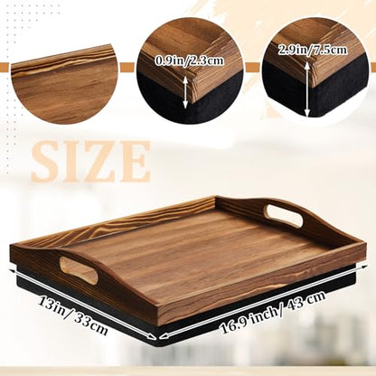 Tioncy 1 Piece Bamboo Lap Tray with Detachable Pillow 16.9'' x 13'' Lap TV Trays Desk with Handles for Adults Eating in Recliner Breakfast Housewarming Gift (Burn Color) - color: Burn Color
