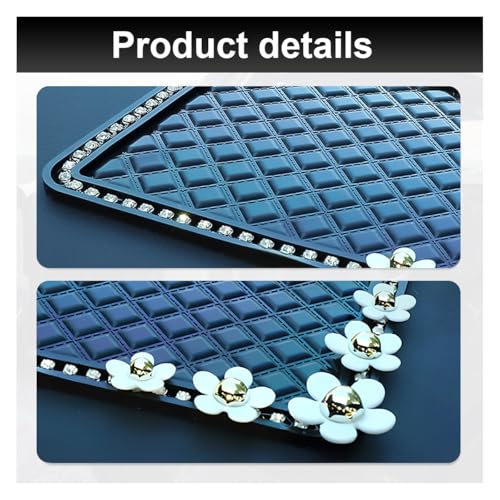 Bling Daisy Car Dashboard Anti-Slip Mat, Rhinestone Auto Dash Phone Hold Sticky Pad, 10.4'' × 5.9'' Vehicle Strong Gripping Mat for Keychain, Sun Glass and Electronic Device (Diamond/Daisy) - color: Diamond/Daisy
