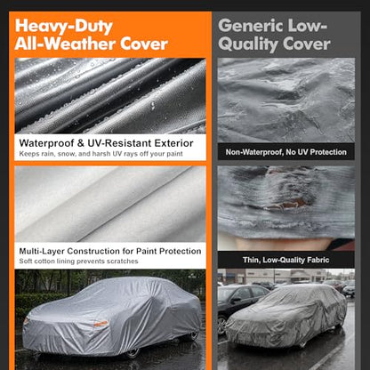 Car Cover Waterproof All-Weather,Heavy-Duty Outdoor Full Exterior Automobiles Sedan/Coupe (Length 194-203 inch) with Windshield Sun Shade Universal Fit Dodge Charger,Malibu, Model S,MKZ etc - size: Fit Coupe Length 194-203 inch(3XL+0)