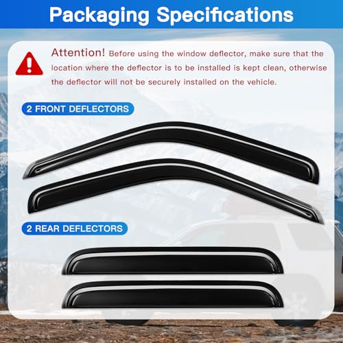 4Pcs Window Vent Visors, Outside-Mount Window Deflectors, Rain Guards for 1999-2016 Ford F250 F350 F450 F550 SuperCrew Cab - size: 1999-2016 F250 F350