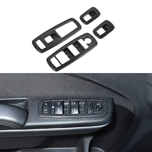 Window Lift Switch Power Window Control Regulator Button Embellishment Trim for 2011-2025 Dodge Charger Durango, for 2010-2017 RAM, Interior Accessories ABS ABS Carbon Fiber 4pcs - color: Carbon Fiber, size: 2010-2017