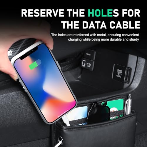 2 PCS Car Seat Side Storage Pockets, Multifunctional Console Side Organizer Bags, PU Leather Car Seat Side Pocket Pouchs, Universal for Most Cars