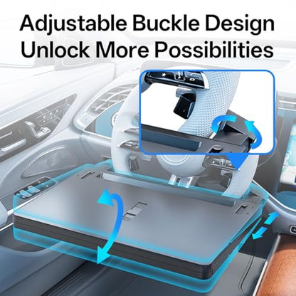 Steering Wheel Tray Desk with Expandable Trays, Steering Wheel Table Food Tray for Front Seat Eating Dinning Working, Adjustable Laptop Tray for Car - size: 10.3" *26.2"