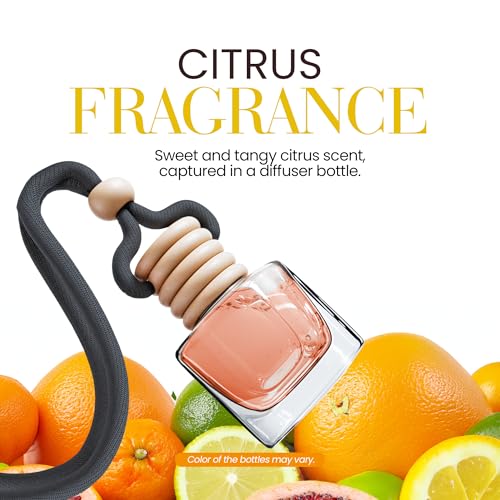 Citrus Lemon Car Air Freshener | Hanging Car Freshener with Vent Clip | Long Lasting Diffuser, Slow-Release Aroma Technology, Adjustable Scent Intensity | Premium Scented Interior Perfume by Perfa