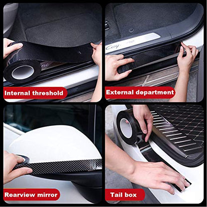 Automotive Car Door Edge Entry Guards Door Sill Protector Strip 5D Carbon Fiber Vinyl Wrap Film Paint Threshold Scuff Plate Protectors Anti-Collision for Most Vehicles (Black, 2.7in*33FT) - size: 2.7in*33FT
