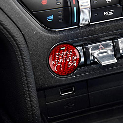 Car Engine Start Stop Button Sticker Carbon Fiber Decal for Ford Mustang 2015 2016 2017 2018 2019 2020 2021 2022 2023 Accessories - color: Engine Start Stop Button