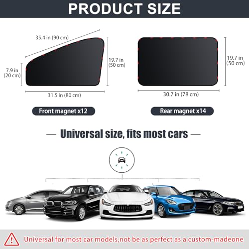 ZATOOTO Car Window Shades - 4 Pack Car Window Covers Premium UV Blocking, Side Window Curtains Full Blackout for Privacy, Breastfeeding, Napping, Camping, and Travel, Universal Fit for Most Vehicles - color: Blackout 4pcs