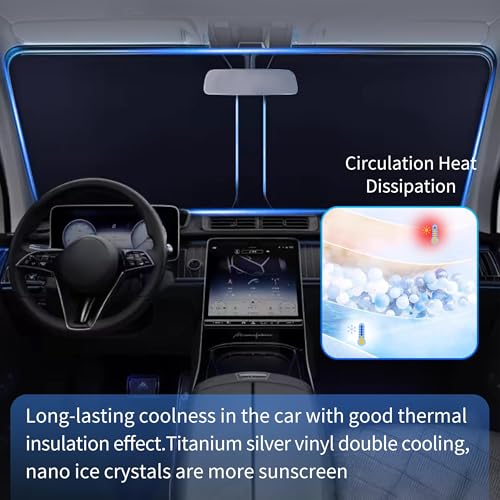 Cadillac ATS CT6 CTS XT5 XTS Windshield Sun Shade, Custom Fit Foldable Front Window Sunshade Visor, UV and Heat Blocking Interior Protector, Fits 2003–2025 Models - size: For Ct6 2016-2025, Xt52017-2025