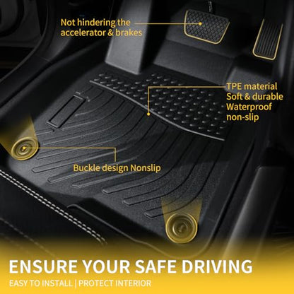 GINOWY- Floor Mats & Cargo Liner for Dodge Charger RWD 2011-2023 &Chrysler 300 RWD, TPE All Weather Protection Charger Car Mats, Non-Slip Trunk Mat, Floor Liners Waterproof Accessories-Black - style: 8) for Dodge Charger RWD 2011-2023 Full Set