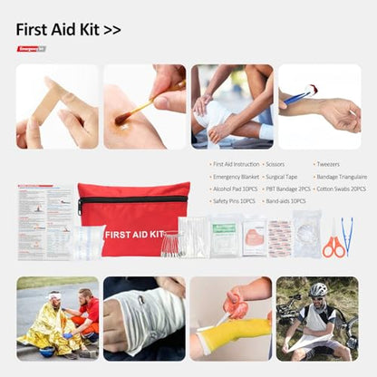 Vetoos Car Roadside Emergency Kit with Jumper Cables, Auto Road Side Safety Kit for Vehicles - with Premium Carry Bag, Portable Air Compressor - style: with Air Compressor
