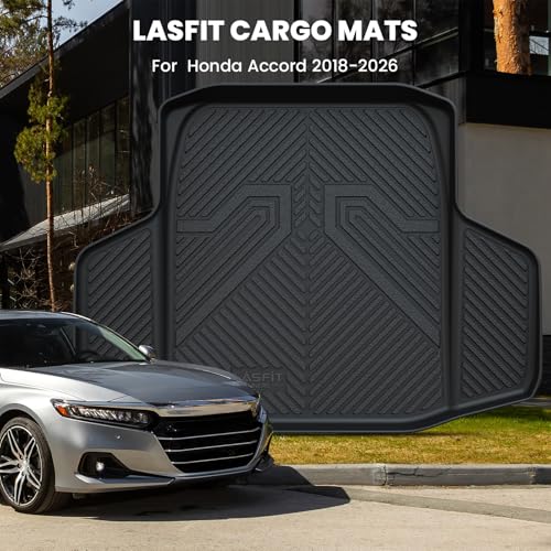 LASFIT Trunk Mat for Honda Accord Seden 2026 2025 2024 2023 2022 2021 2020 2019 2018 (Gasoline & Hybrid), All Weather TPE Custom Fit Accord Trunk Liner Trunk Tray Cargo Liner Accessories, Black - style: 5）For Honda Accord | 2018-2025 | Cargo Liner