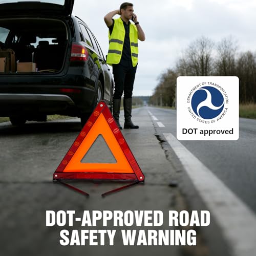 XOOL Emergency Warning Triangle Kit – Roadside Safety Kit with Reflective Warning Triangles, High-Visibility Safety Vests, Storage Bag & Gloves for Car Breakdowns & Emergencies - color: 5Pack-Safety Triangle Warning Kit