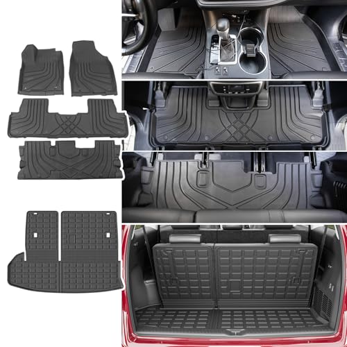 Xipoo Cargo Mat Floor Mat Compatible with 2014-2019 Toyota Highlander Backrest Cargo Liner Trunk Liner Replacement for 2014-2019 Highlander Accessories - color: Fit 2014-2019 Toyota Highlander, size: Cargo Mat with Backrest Mat + Floor Mats
