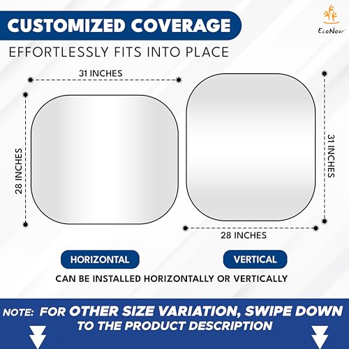 EcoNour 2 Piece Foldable Car Windshield Sun Shade – UV & Heat Protection, Interior Cooling, Durable Upgraded Design, Easy Fold, Front Window Sunshade - Medium (31" L x 28" W) - size: Medium