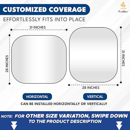 EcoNour 2 Piece Foldable Car Windshield Sun Shade – UV & Heat Protection, Interior Cooling, Durable Upgraded Design, Easy Fold, Front Window Sunshade - Medium (31" L x 28" W) - size: Medium