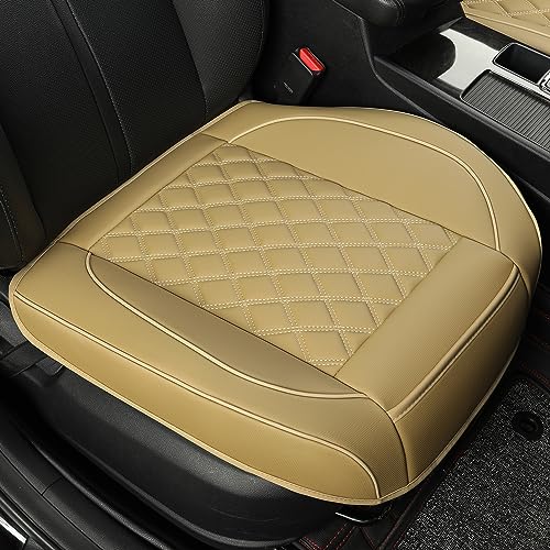 1 Pack Leather Front Car Seat Covers,Bottom Seat Covers for Cars,Driver Car Seat Cover,Luxury Seat Protectors,Waterproof,Full Wrap,for Most Vehicles,Sedan,Truck,SUV(Beige) - color: Diamond Beige, size: 1 PC