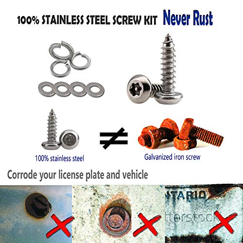 Aootf Anti Theft License Plate Screws - Stainless Steel Tamper Resistant Car Tag Frame Fasteners | Security Tapping Screws | Qty 8 - size: Black Self-tapping Screws - 8 Count