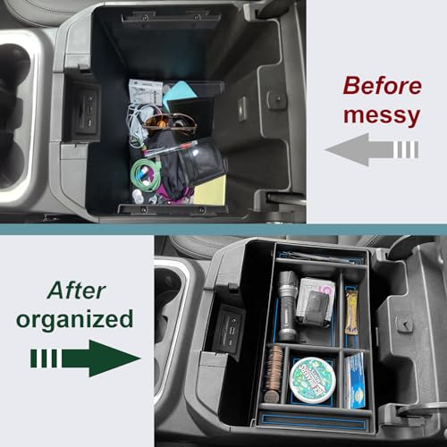 PIMCAR Center Console Organizer Compatible with 2019-2022 Chevy Silverado 1500/GMC Sierra 1500 & 2020-2023 Chevy Silverado/GMC Sierra 2500 HD/3500 HD (Full Console w/Bucket Seats ONLY) Blue Trim - color: 19-22 1500 & 20-23 2500HD & 3500HD Blue