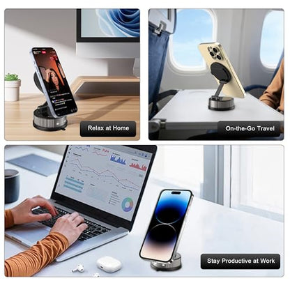 Magnetic Car Phone Holder with Fragrance Diffuser, 360° Rotatable Universal Mobile Phone Mount Compatible for MagSafe iPhone 17/16/15/14/13/12 and More(Dark Gray)