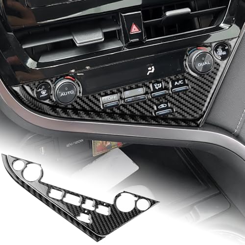 AIRSPEED Carbon Fiber for 2018-2024 Toyota Camry Center Console Button Frame Cover Car Interior Trim Accessories, Black, Type A with Windshield Defogging Button - color: with Windshield Defogging Button Black