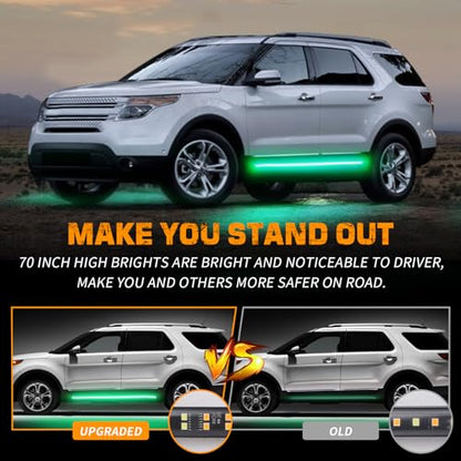 XRIDONSEN 2PCS 60 inch Green Running Board Lights Strip 720 LED Emergency Strobe Lights Flashing Warning Safety Caution Side Lights w/Waterproof Tube for Trucks Construction Vehicles SUV Jeep Car - color: Green