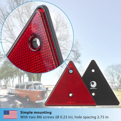 valonic triangle reflector,2 pieces - 6 x 6 inch - reflector for trailers - red - no screws included