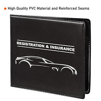 CANOPUS Car Registration and Insurance Holder, Car Document Holder, Vehicle Registration and Insurance Card Holder, Wallet for Auto, Trailer, Motorcycle, Truck, Vehicle Paperwork Organizer (2 Pack) - size: Car