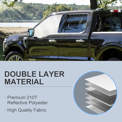 Front Side Window Sun Shade for 2016-2023 Toyo-ta Tacoma Accessories, Foldable Window Sunshade Sun Visor Protector, Side Window Shades Sun Shield Blocks UV Rays Heat, Pack of 2 - size: Silver & Black-Fit 2016-2023 Toyota Tacoma