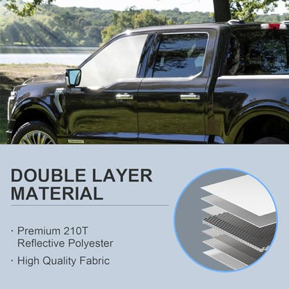 Front Side Window Sun Shade for 2010-2025 Dodge RAM 2500 3500 QuadCab CrewCab MegaCab 4Door, Foldable Window Sunshade Sun Visor Protector, Side Window Shades Blocks UV Rays Heat, Pack of 2 - size: Silver & Black-Fit 2010-2025 Dodge RAM 2500 3500