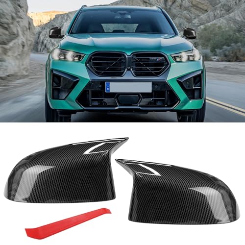 Jaronx Compatible with BMW Mirror Cover X3 G01/X4 G02/X5 G05/X7 G07 2019-2024,X6 G06 2020-2024, M Style Carbon Fiber Pattern Rearview Mirror Caps Cover for BMW, Horn Clip-on Left Right Side - color: Carbon Fiber