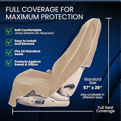 Dri Seats Waterproof Car Seat Cover – Premium Sweat Towel with Slip Resistant Backing for Front Seats in Cars, Trucks, SUVs – Universal Seat Covers & Liner, Easy Install (Tan, Large) - color: Tan, size: Large