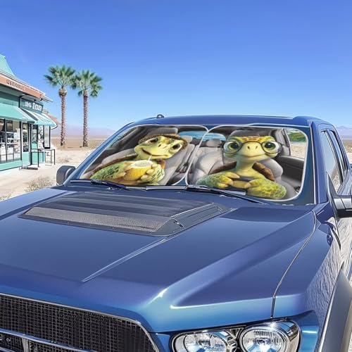AFPANQZ 3D Sea Turtle Design Car Windshield Sun Shades Sunshades Rectangle UV Protection Foldable Sun Blocks Universal Fit for Auto Car Vans 28.5"x25.5" - color: 3D Sea Turtle Design
