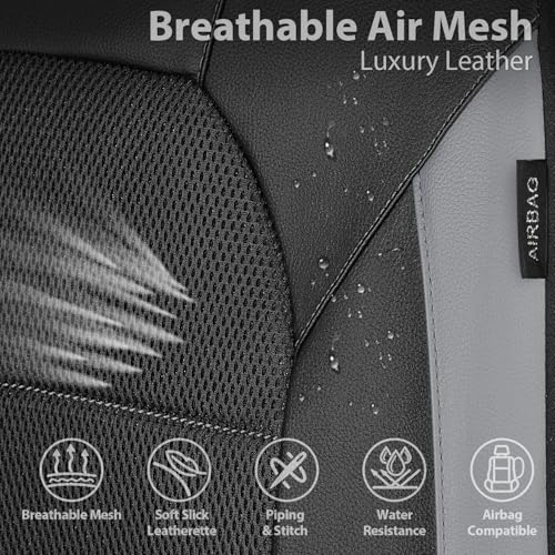 CAR PASS Leather Seat Covers, Automotive Sport Car Seat Cover Super 5mm Composite Sponge Inside, Airbag Compatible Universal Fits Most Cars, SUVs, Trucks and Vans (Full Set,Black & Gray) - color: Black and Gray, size: Full Set