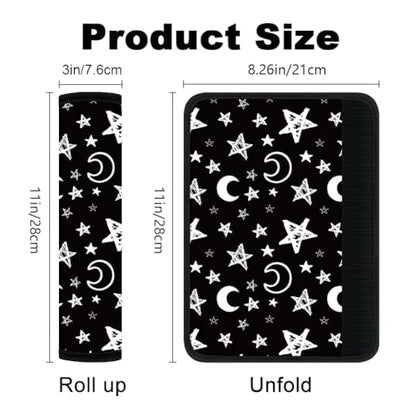 2Pcs Soft Auto Seat Belt Cover Pad Moon and Star Print Car Seatbelt Shoulder Cushion for Comfortable Driving, Compatible with All Cars' Seatbelt and Backpack Straps - color: Stars Moon