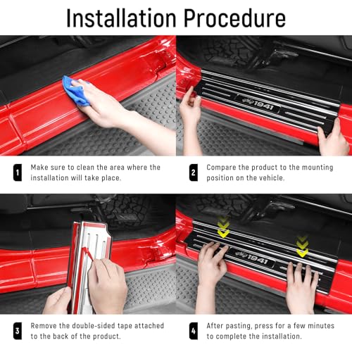 YOJOJOCO Door Sill Guards Compatible with Jeep Wrangler JL JLU 2018-2026 & Gladiator JT 2020-2026 Accessories Stainless Steel Material Black Brushed Texture Front and Rear Door Sill Protector - size: 4-Door (Black Brushed Texture)