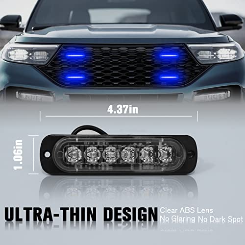 DIBMS LED Emergency Strobe Lights Bar 8x Blue 6 LED Strobe Warning Emergency Flashing Light Caution Construction Hazard Light Bar For Car Truck Van Off Road Vehicle ATV SUV Surface Mount - color: Blue