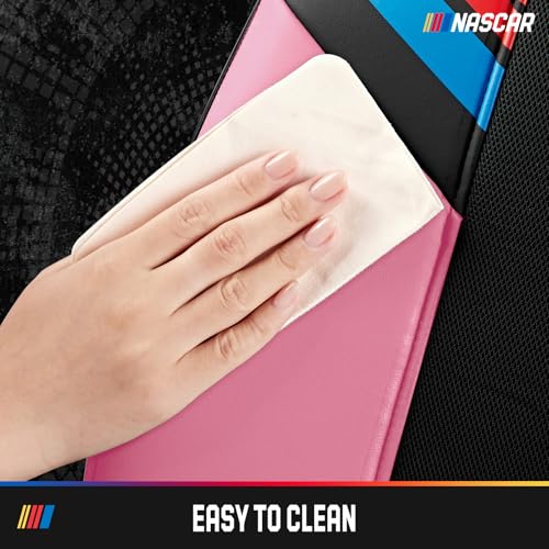 NASCAR Car Seat Covers, Pink Leather and Mesh Seat Covers, Universal Fit Front Seat Covers for Cars with Airbag-Compatible Design, Durable Racing-Inspired Car Interior for Cars, Trucks & SUVs - color: Pink